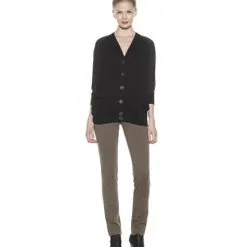 Catherine Malandrino Women's Cardigan With Silk Contrast (Noir)