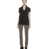 Catherine Malandrino Women's Short Sleeve A-Line Knit Top (Noir)