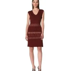 Catherine Malandrino Women's Cap Sleeve Pointelle Dress With Ple