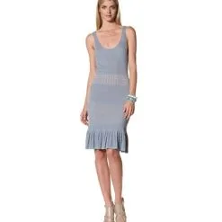 Catherine Malandrino Women's Sleeveless Mixed Pointelle Dress (C