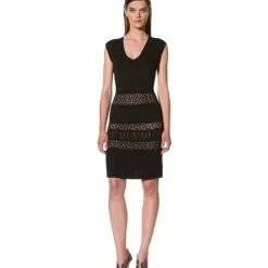 Catherine Malandrino Women's Cap Sleeve Pointelle Dress With Ple