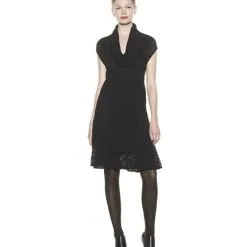 Catherine Malandrino Women's Capsleeve Mixed Pointelle Dress (Noir)