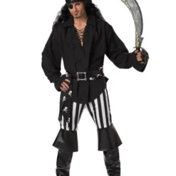 Mens Black And White Swashbuckler Costume