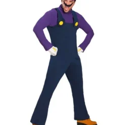 Deluxe Super Mario Waluigi Mens Costume
